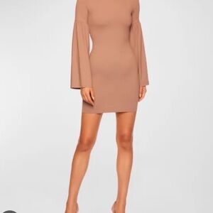 Susana Monaco Tan Long Sleeve Bodycon Dress